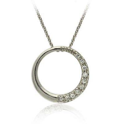 Sterling Silver CZ Circle Journey Slide Pendant