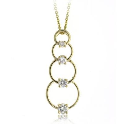 18K Gold over Sterling Silver CZ Circle Journey Necklace