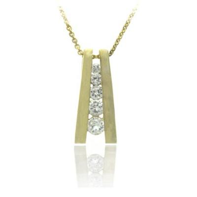 18K Gold/ Sterling Silver 5-Stone CZ Journey Pendant