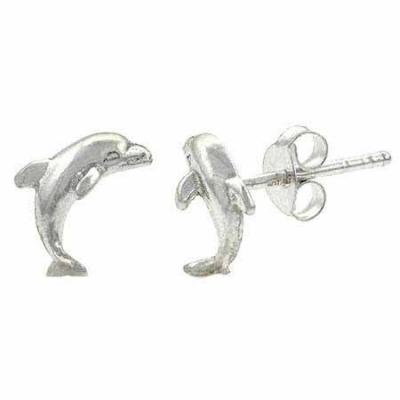 Sterling Silver Mini Dolphin Stud Earrings
