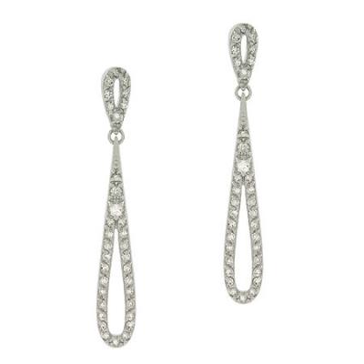 Sterling Silver CZ Elongated Teardrop Earrings