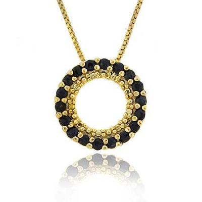 18K Gold over Sterling Silver 3/5ct Sapphire Circle Eternity Pendant
