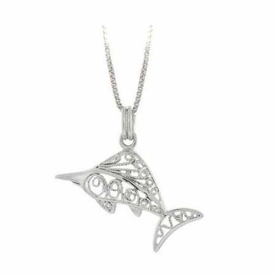 Sterling Silver Filigree Sword Fish Pendant