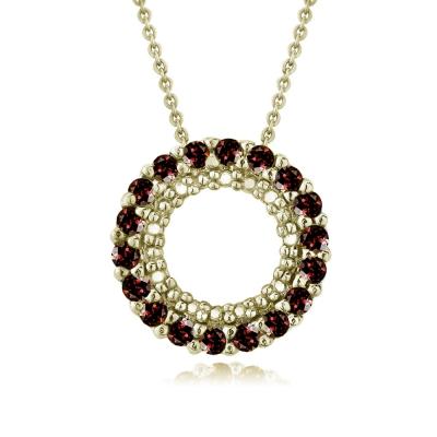 18K Gold over Sterling Silver 3/4ct Garnet Circle Eternity Pendant