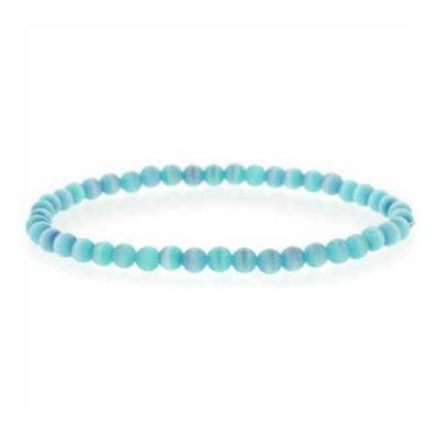 Teal Cats Eye Beaded Stretch Bracelet
