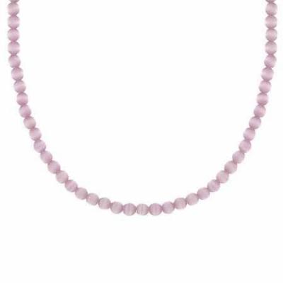 Sterling Silver 4mm Simulated Lavender Cats Eye Stone Bead Beaded Chain 15-19' Necklace