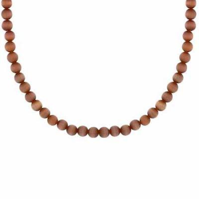 Sterling Silver 4mm Simulated Brown Cats Eye Stone Bead Beaded Chain 15-19' Necklace