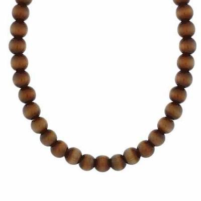 Sterling Silver 6mm Simulated Brown Cats Eye Stone Bead Beaded Chain 15-19' Necklace