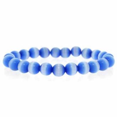 Dark Blue Cats Eye Beaded Stretch Bracelet