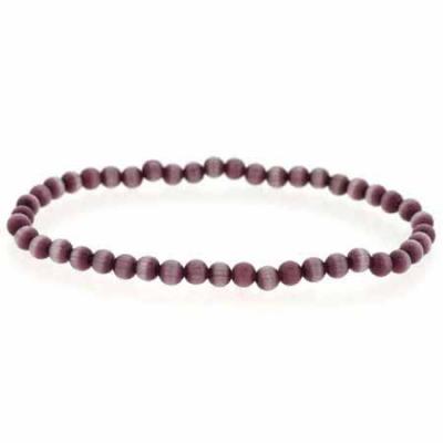 Purple Cats Eye Beaded Stretch Bracelet