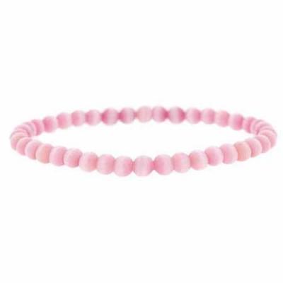 4mm Pink Cats Eye Beaded Stretch Bracelet