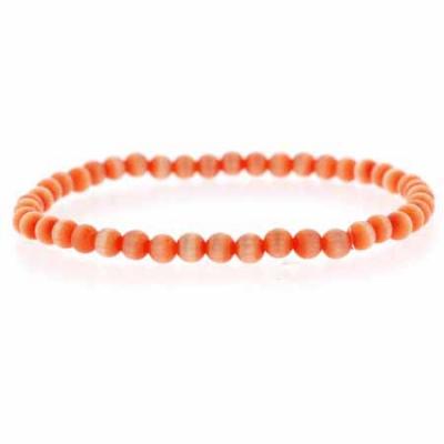 Orange Cats Eye Beaded Stretch Bracelet