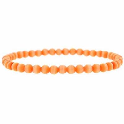 Orange Cats Eye 4mm Beaded Stretch Bracelet