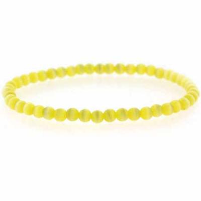 Neon Yellow Cats Eye Beaded Stretch Bracelet