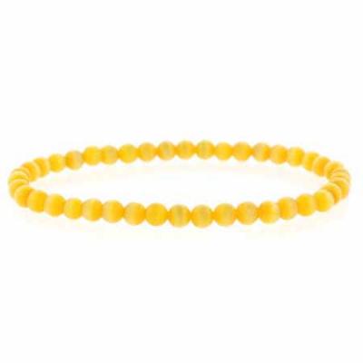 Light Orange Cats Eye Beaded Stretch Bracelet