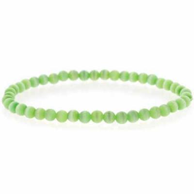 Light Green Cats Eye Beaded Stretch Bracelet