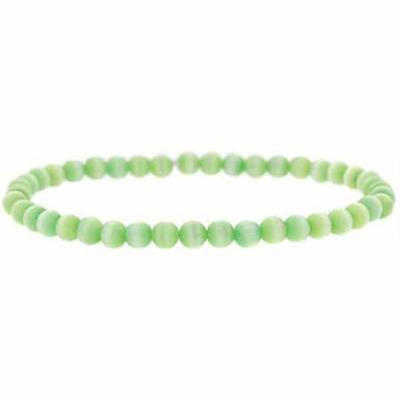 Light Green Cats Eye 4mm Beads Stretch Bracelet