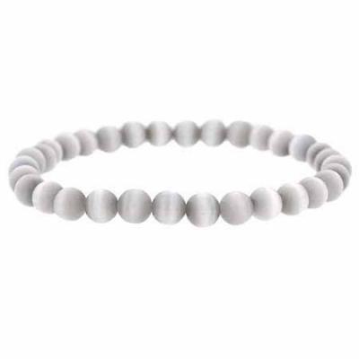 Gray Cats Eye Beaded Stretch Bracelet