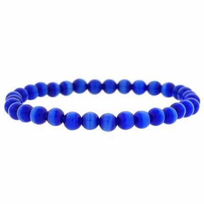 Dark Blue Cats Eye 6mm Beads Stretch Bracelet