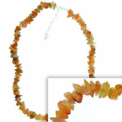 Sterling Silver Genuine Carnelian Chip Necklace
