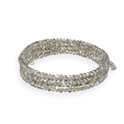 Silver Glass Bead Coil Bracelet