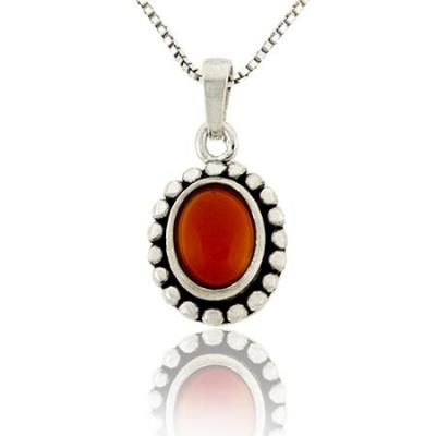 Sterling Silver Carnelian Oval Pendant
