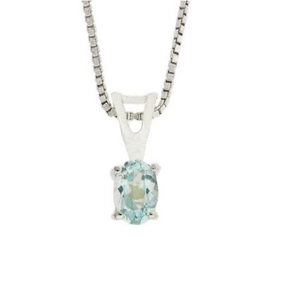 Sterling Silver Prong Set Genuine Blue Topaz Small Oval Pendant