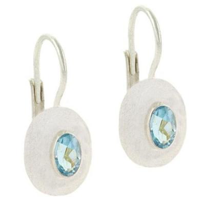 Sterling Silver Blue Topaz Oval Leverback Earrings