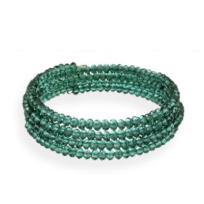 Dark Green Glass Bead Coil Bracelet