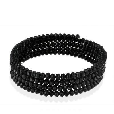 Black Glass Bead Coil Bracelet