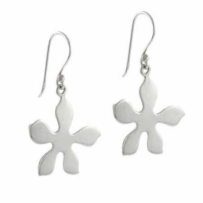 Sterling Silver Flower Dangle Earrings
