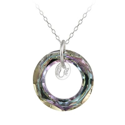 Sterling Silver Vitrail Light Swarovski Elements Circle Necklace