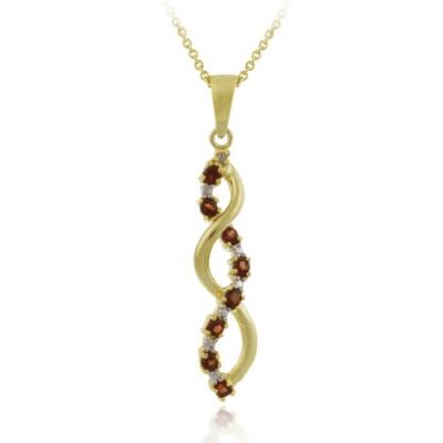 18K Gold Over Sterling Silver Garnet & Diamond Accent Journey Pendant