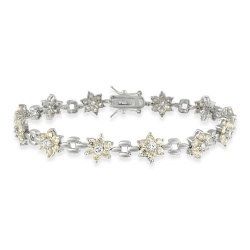 Sterling Silver Light Yellow & Clear CZ Flower Bracelet