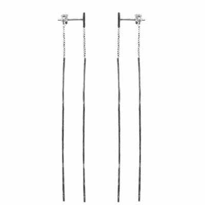 Sterling Silver Two Bar Dangling Earrings