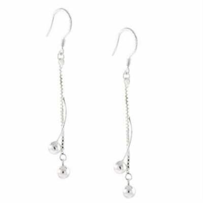Sterling Silver Chain and Spiral Bead Earrings