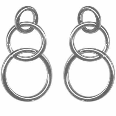 Sterling Silver Three Interlocked Circles Dangle Earrings