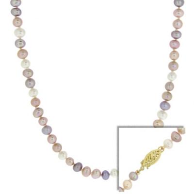 14k Gold 4-5mm Genuine Multi-Colored Freshwater Cultured Pearl Necklace