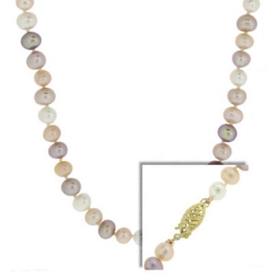 14k Gold 6-7mm Genuine Multi-Colored Freshwater Cultured Pearl Necklace
