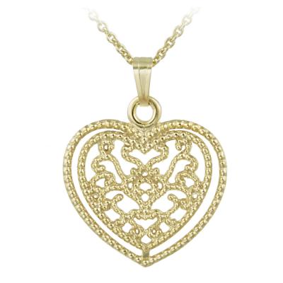 14K Gold Filled Filigree Heart Necklace