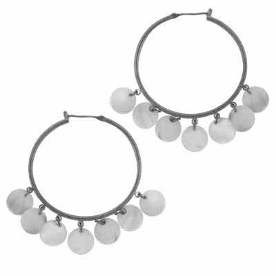Sterling Silver Dangling Discs Hoop Earrings