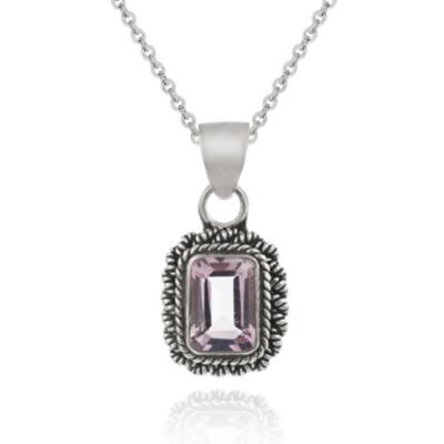 Sterling Silver Genuine Amethyst Pendant