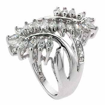 Sterling Silver CZ Leaf and Vine Filigree Ring Size 7