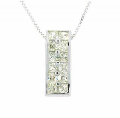 Sterling Silver Light Yellow CZ Rectangle Pendant