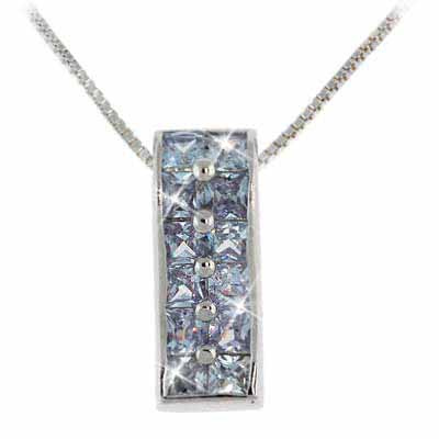 Sterling Silver Lavender Cubic Zirconia Rectangle Pendant