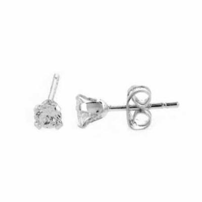 Sterling Silver CZ 4mm Round Stud Earrings