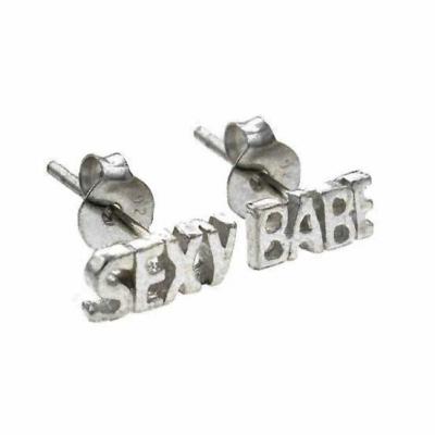Sterling Silver Sexy and Babe Stud Earrings