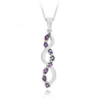 Sterling Silver Amethyst & Diamond Infinity Pendant