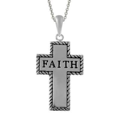 Sterling Silver Inspirational Faith Cross Pendant