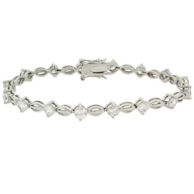 Sterling Silver CZ Oval Link Bracelet